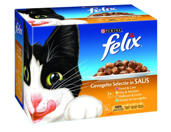 Felix pouch gevogelte selectie in saus kattenvoer