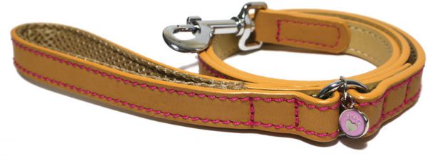 Luxury leather looplijn voor hond puppy / kleine  zand met studs