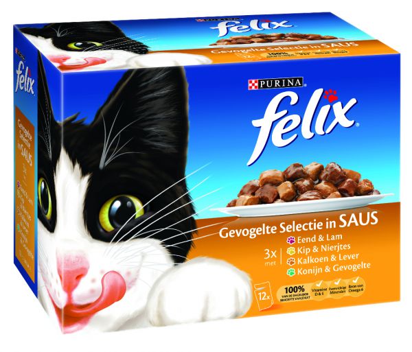 Felix pouch gevogelte selectie in saus kattenvoer