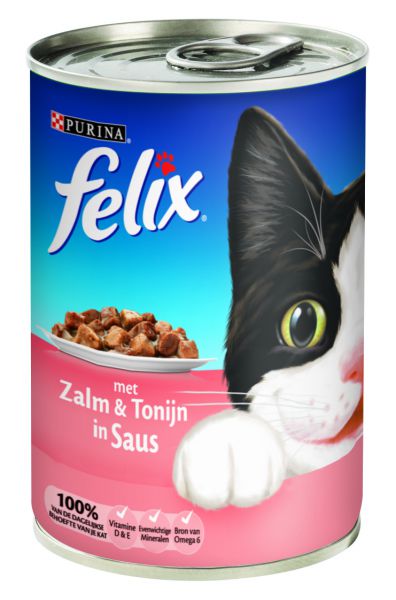 Felix blik brokjes zalm / tonijn in saus kattenvoer