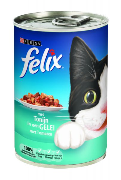 Felix blik stukjes tonijn in gelei met tomaten kattenvoer
