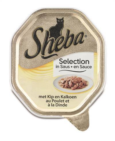 Sheba alu selection kip en kalkoen in saus kattenvoer