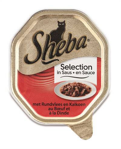 Sheba alu selection rund en kalkoen in saus kattenvoer