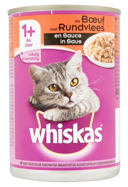 Whiskas blik adult rund in saus kattenvoer