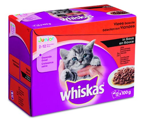 Whis multipack pouch junior vlees selectie in saus kattenvoer