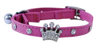 Feline finesse halsband voor kat diamant kroon roze
