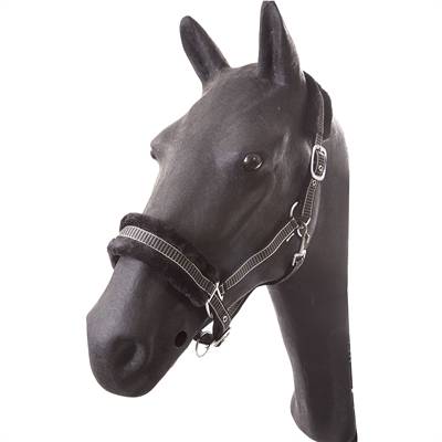 Hb nylon halster pony las vegas zwart/grijs
