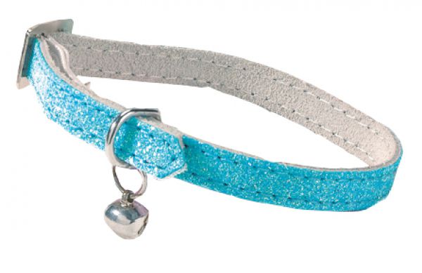 Bobby halsband voor kat glitter licht blauw