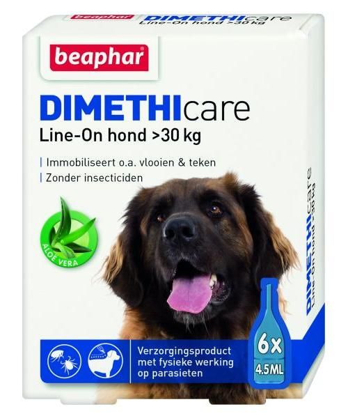 Beaphar Dimethicare Hond Tegen Vlooien Teken slechts € 8,96 voor >30 Kg 6 Pip 4,5 Ml.