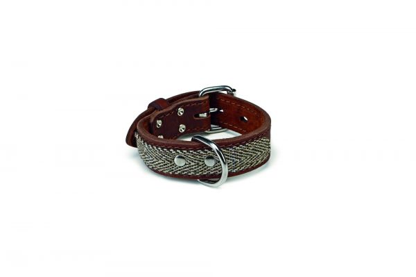 Beeztees halsband voor hond tweedy leer bruin