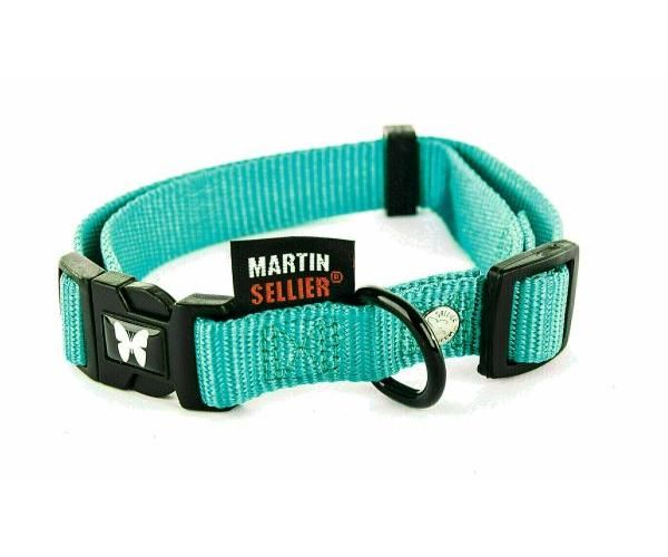 Martin halsband voor hond verstelbaar nylon turquoise