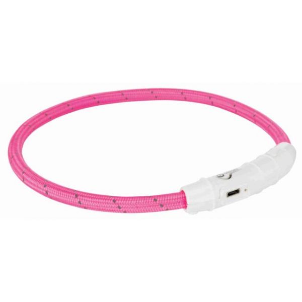 Trixie halsband voor hond  flash lichthalsband voor hond usb tpu / nylon roze