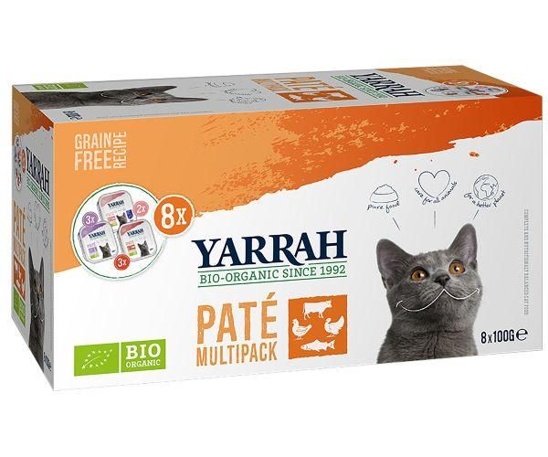 Yarrah organic kat multipack pate zalm / kalkoen / rund kattenvoer