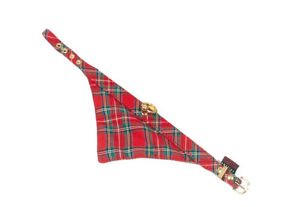 Halsband voor hond  benton met zakdoek ruit rood