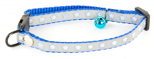 Halsband voor kat  star blauw
