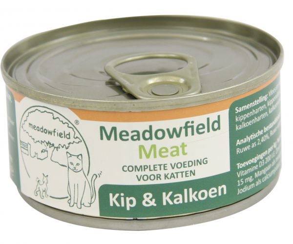 Meadowfield meat blik kip / kalkoen kattenvoer