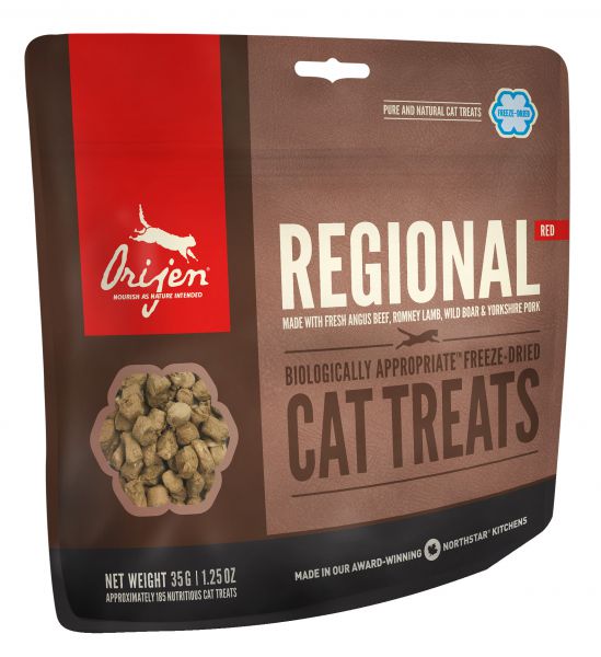 Orijen gevriesdroogd kattensnoepjes regionals red