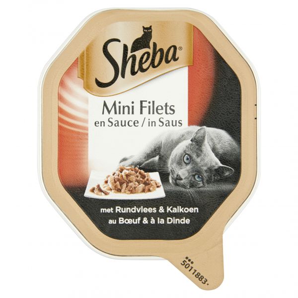 Sheba alu mini filets rund / kalkoen in saus kattenvoer