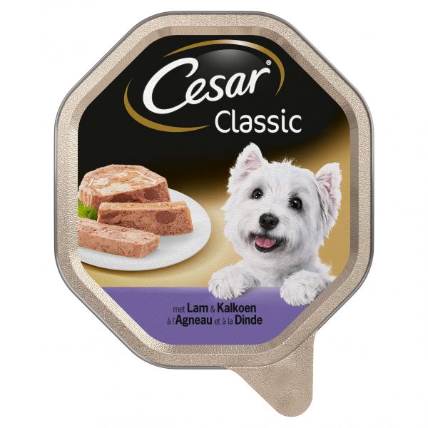 Cesar alu classic pate met lam en kalkoen hondenvoer