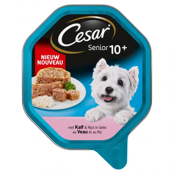 Cesar alu senior kalf / rijst in gelei hondenvoer