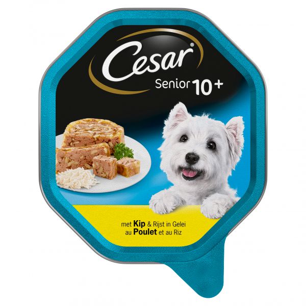 Cesar alu senior kip / rijst in gelei hondenvoer