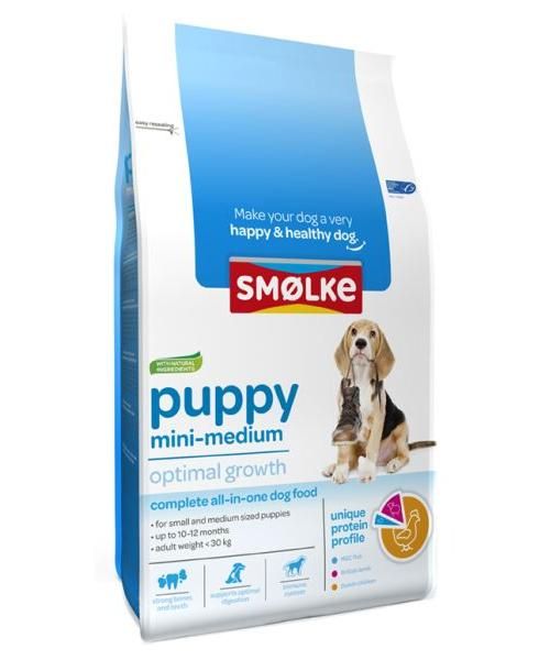 oppervlakkig Activeren Overredend Smolke Puppy Mini / Medium Brokken Hondenvoer slechts € 41,49 voor 12 Kg.