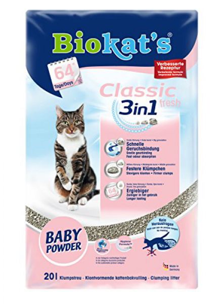 Biokat's classic kattenbakvulling met babypoeder geur kattenbakvulling