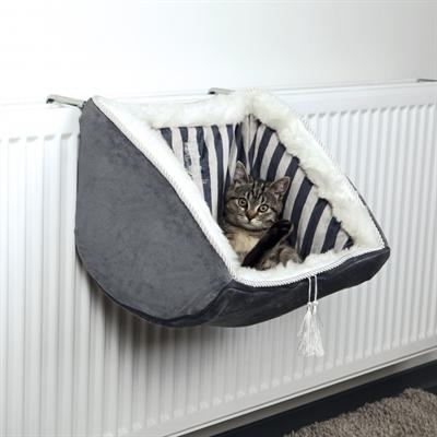 Trixie kattenmand radiator prince pluche grijs / wit