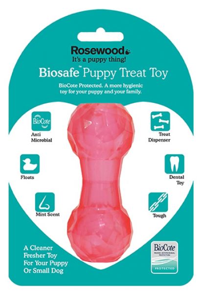 Biosafe puppy snack dumbell roze