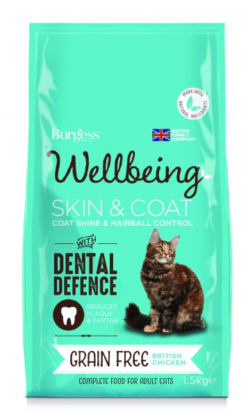 Burgess cat adult wellbeing skin & coat graanvrij kattenvoer