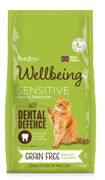 Burgess cat adult wellbeing sensitive graanvrij kattenvoer