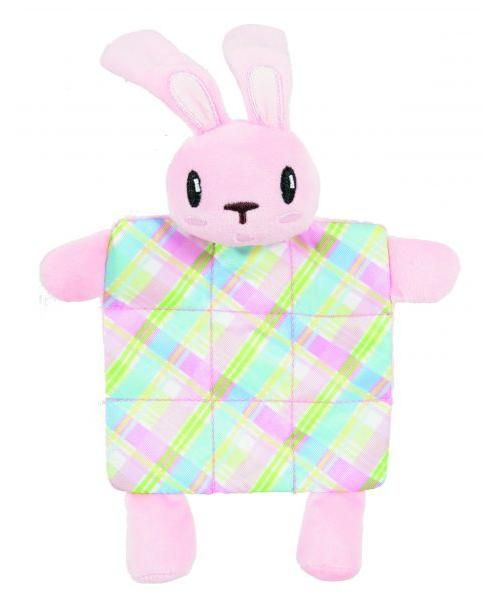 Zolux puppyspeelgoed konijn plush plaid crinklestof roze