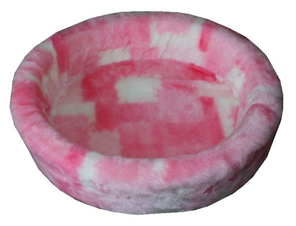 Petcomfort katten/hondenmand bont lapjesdeken roze
