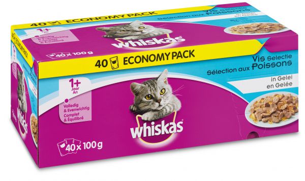 Whiskas multipack pouch adult vis selectie in gelei kattenvoer
