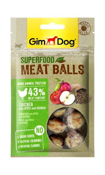 Gimdog superfood meat balls kip / appel / quinoa