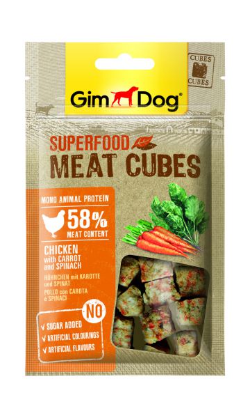 Gimdog superfood meat cubes kip / wortel / spinazie