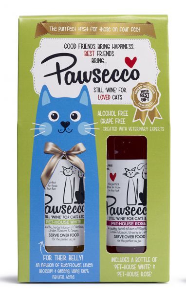 Pawsecco cadeauset kattenwijn kattenvoer