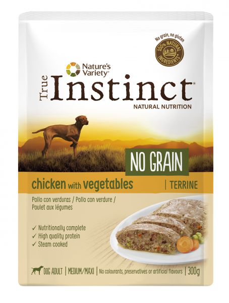 True instinct pouch no grain medium adult chicken terrine hondenvoer
