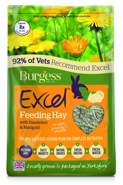 Burgess excel feeding hay paardenbloem en goudsbloem