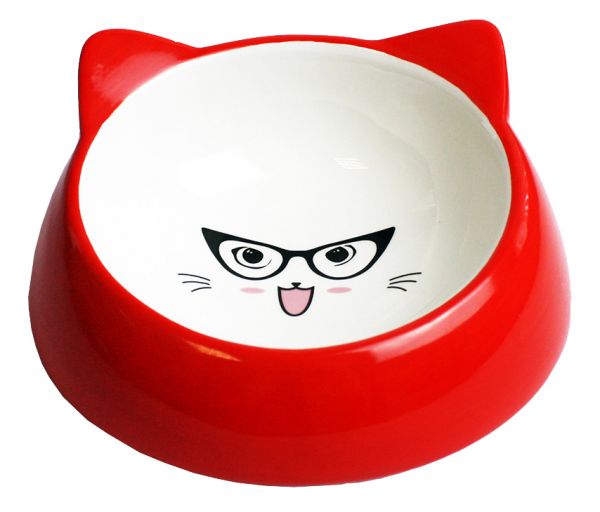 Happy pet voerbak kat specs rood