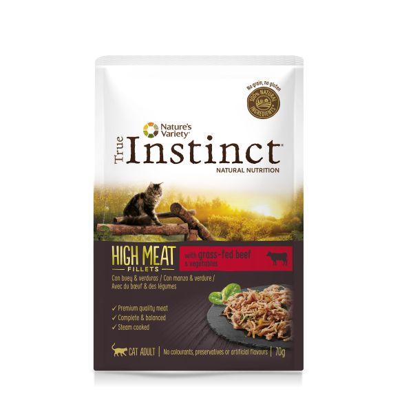 True instinct high in meat pouch adult beef fillets kattenvoer