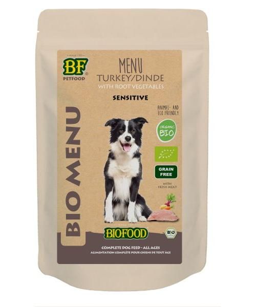 Biofood organic hond kalkoen menu pouch hondenvoer