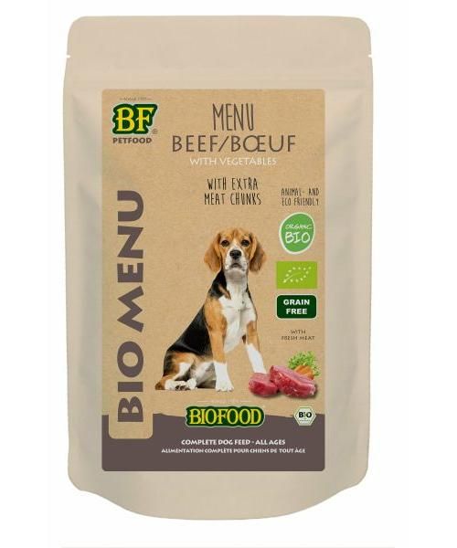 Biofood organic hond rund menu pouch hondenvoer