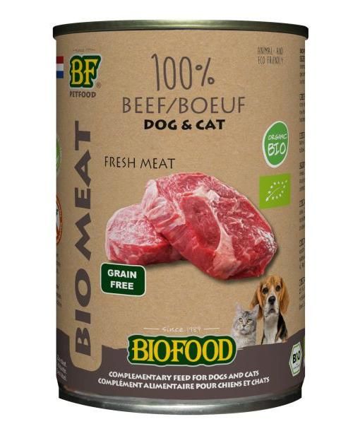 Biofood organic hond 100% rund blik hondenvoer