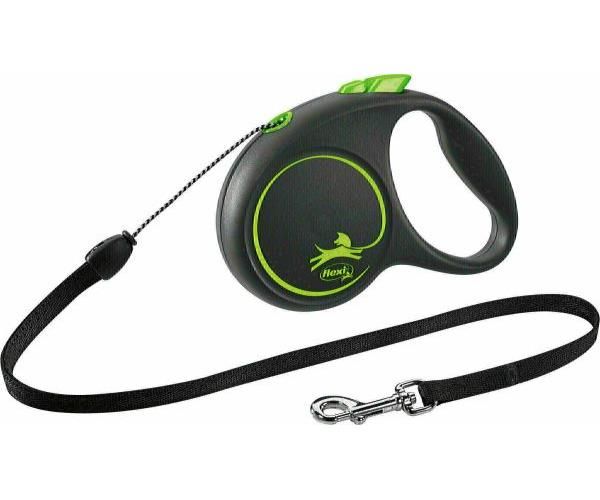 Flexi voor hond rollijn voor  black design cord groen