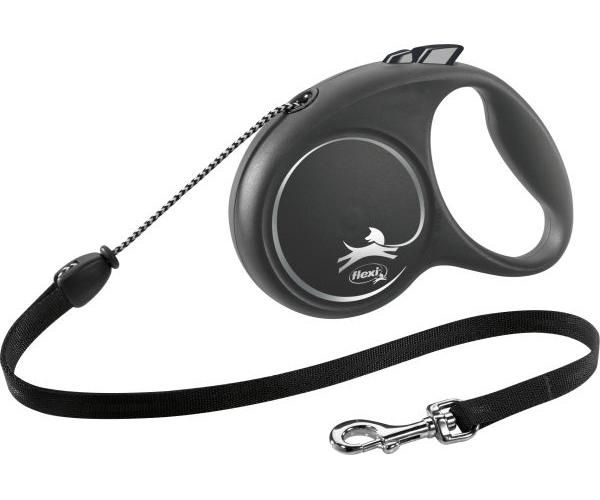 Flexi voor hond rollijn voor  black design cord zwart