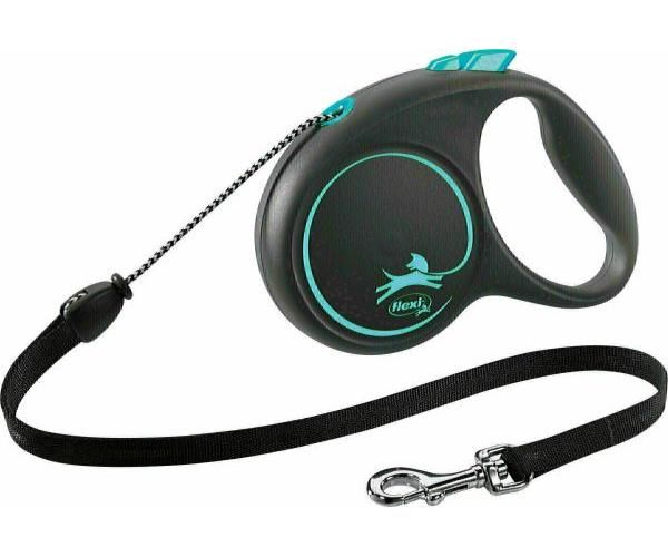 Flexi voor hond rollijn voor  black design cord blauw