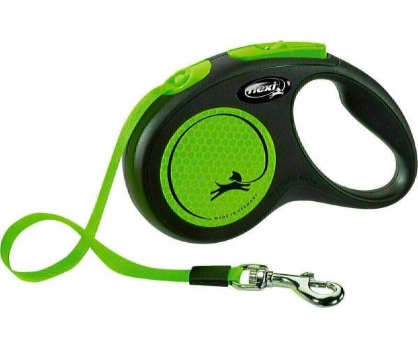 Flexi voor hond rollijn voor  new classic neon tape zwart / groen
