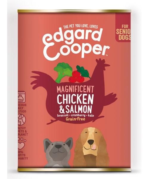 Edgard & cooper senior kip / zalm blik graanvrij hondenvoer