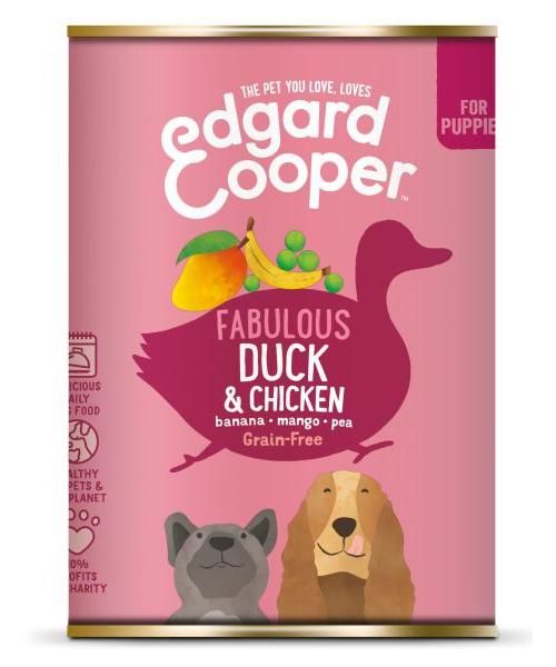 Edgard & cooper puppy kip / eend blik graanvrij hondenvoer